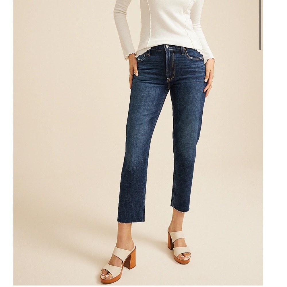 Goldie Blues Cheeky Taper Ankle High Rise Dark Blue Denim Jeans Womens 14